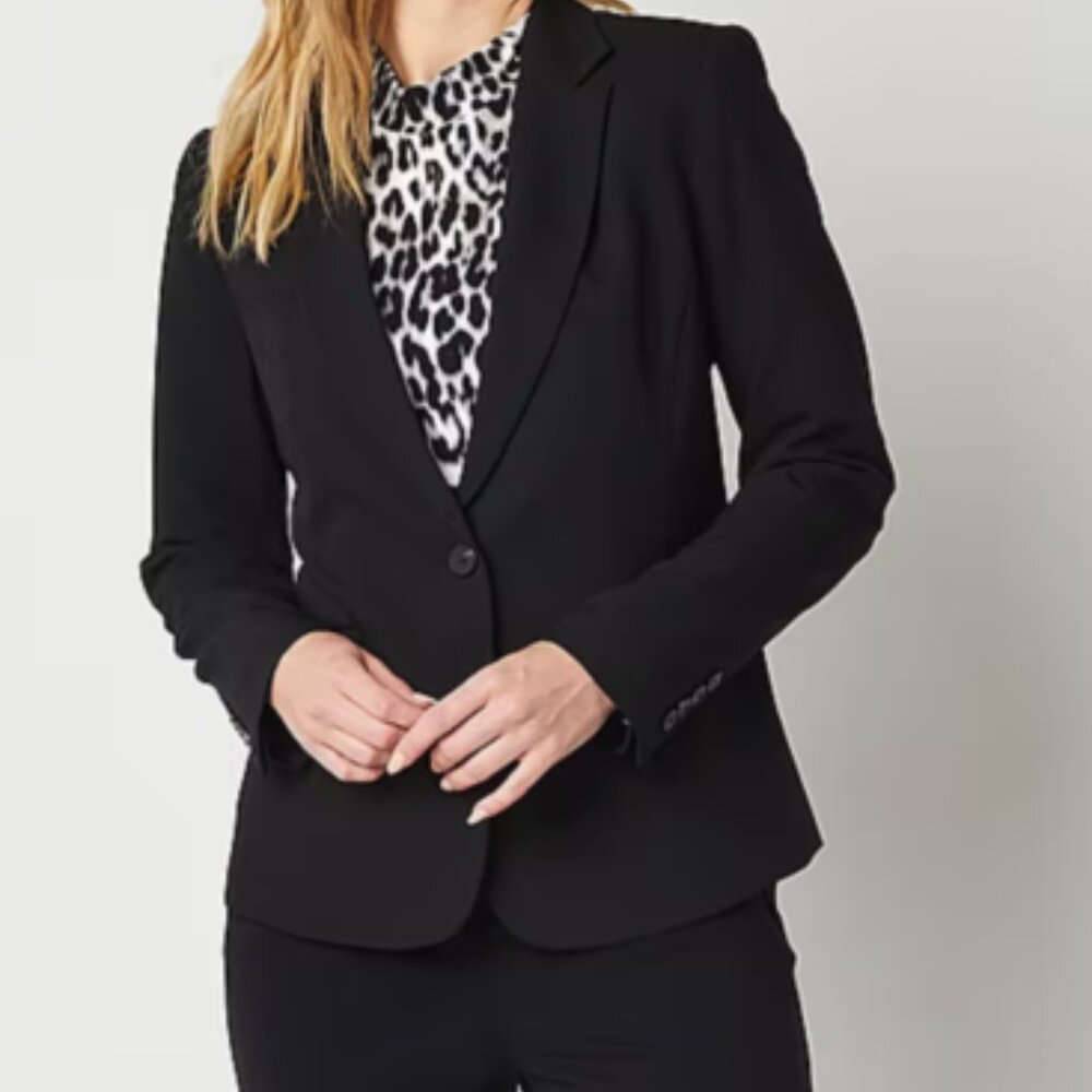 NWOT liz claiborne Black Classic Fit Blazer w/Stretch Women Size 2 Petite